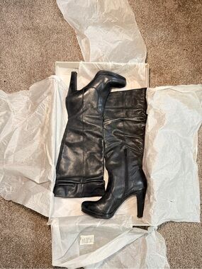 Jessica Simpson Black Over-the-Knee Leather Heel Boots